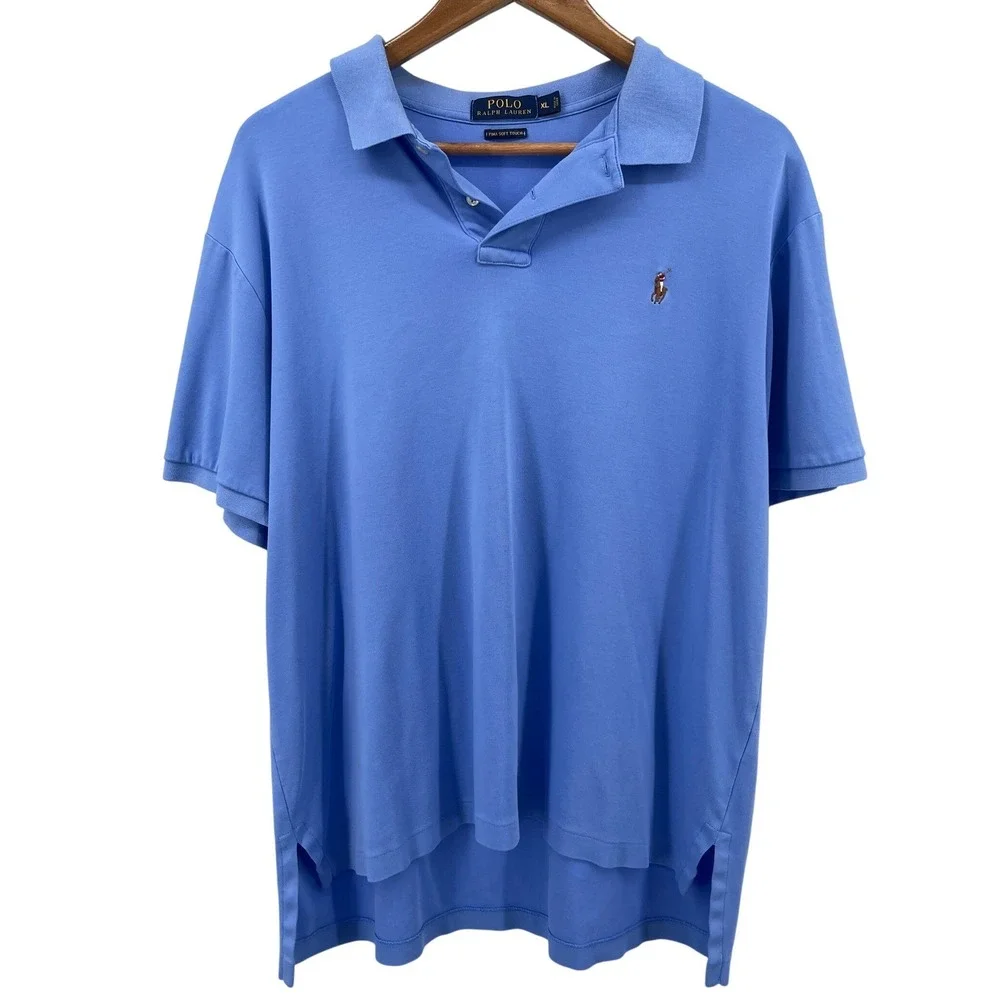 Polo Ralph Lauren Polo Shirt Mens XL Blue Pima Soft Touch Short Sleeve Preppy
